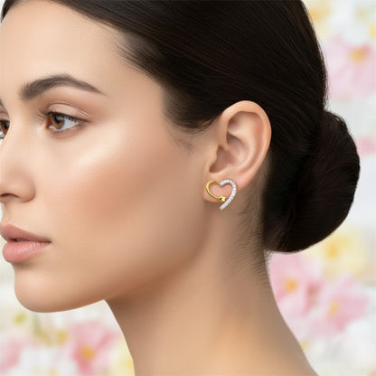 Star-Heart Diamond Gold Earrings