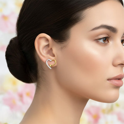 Star-Heart Diamond Gold Earrings