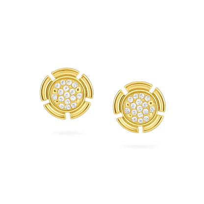 9K Yellow Gold Circular Diamond Earrings for Women by TTJ Jewellery