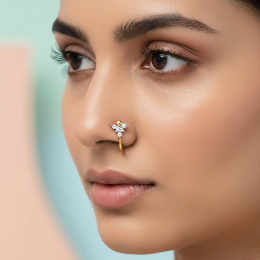 Trinity Spark Diamond Gold Nose Pin