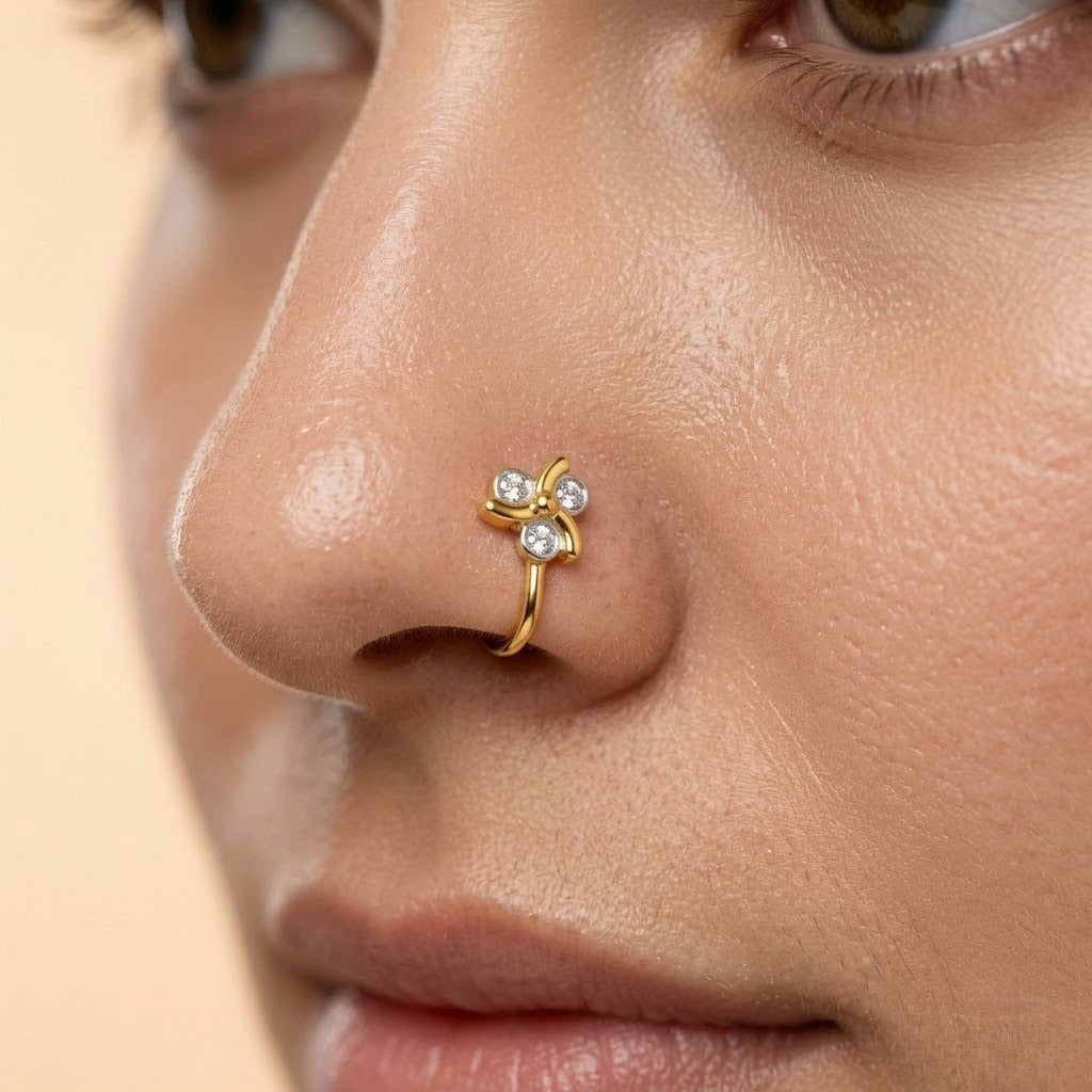 Twirl Diamond Gold Nose Pin