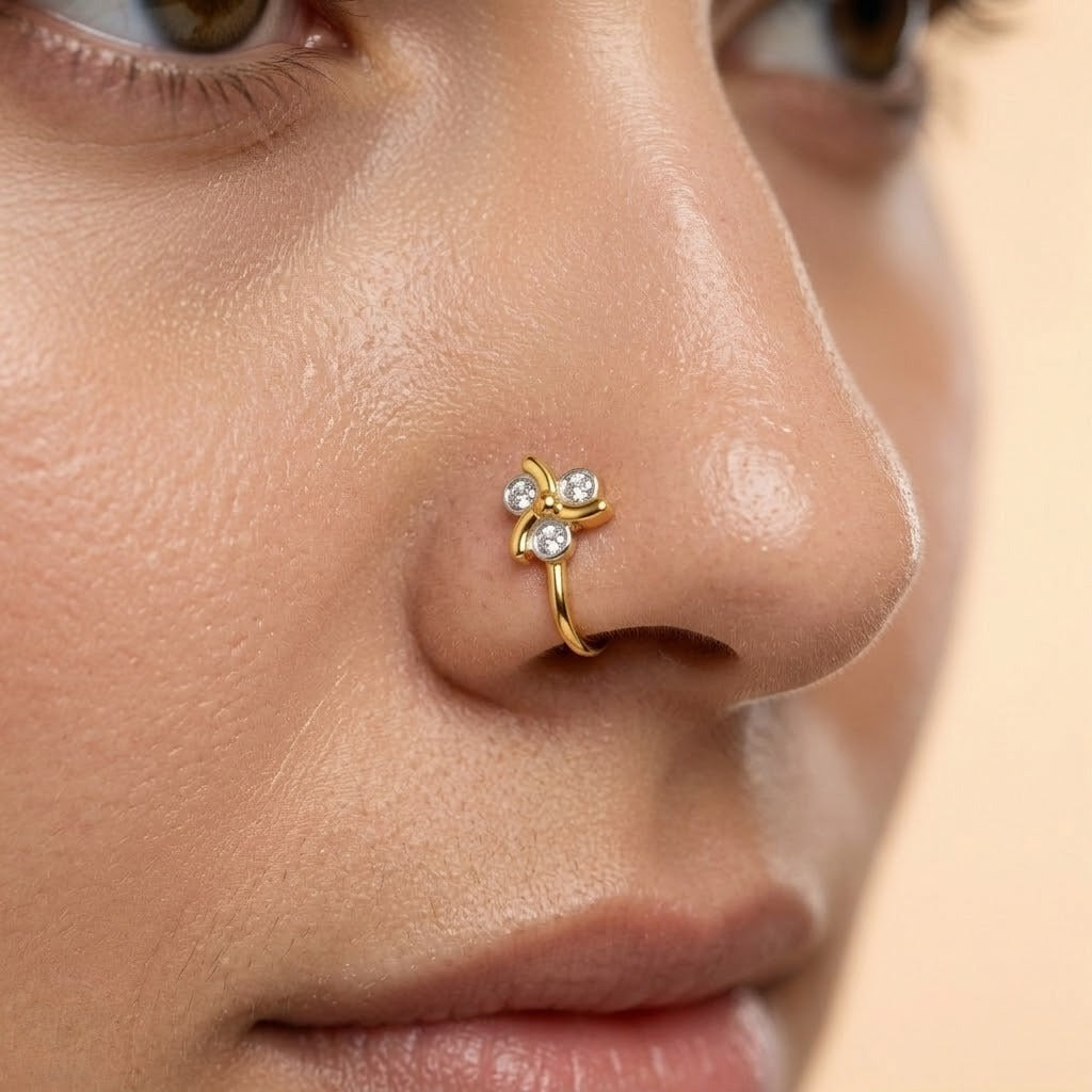 Twirl Diamond Gold Nose Pin
