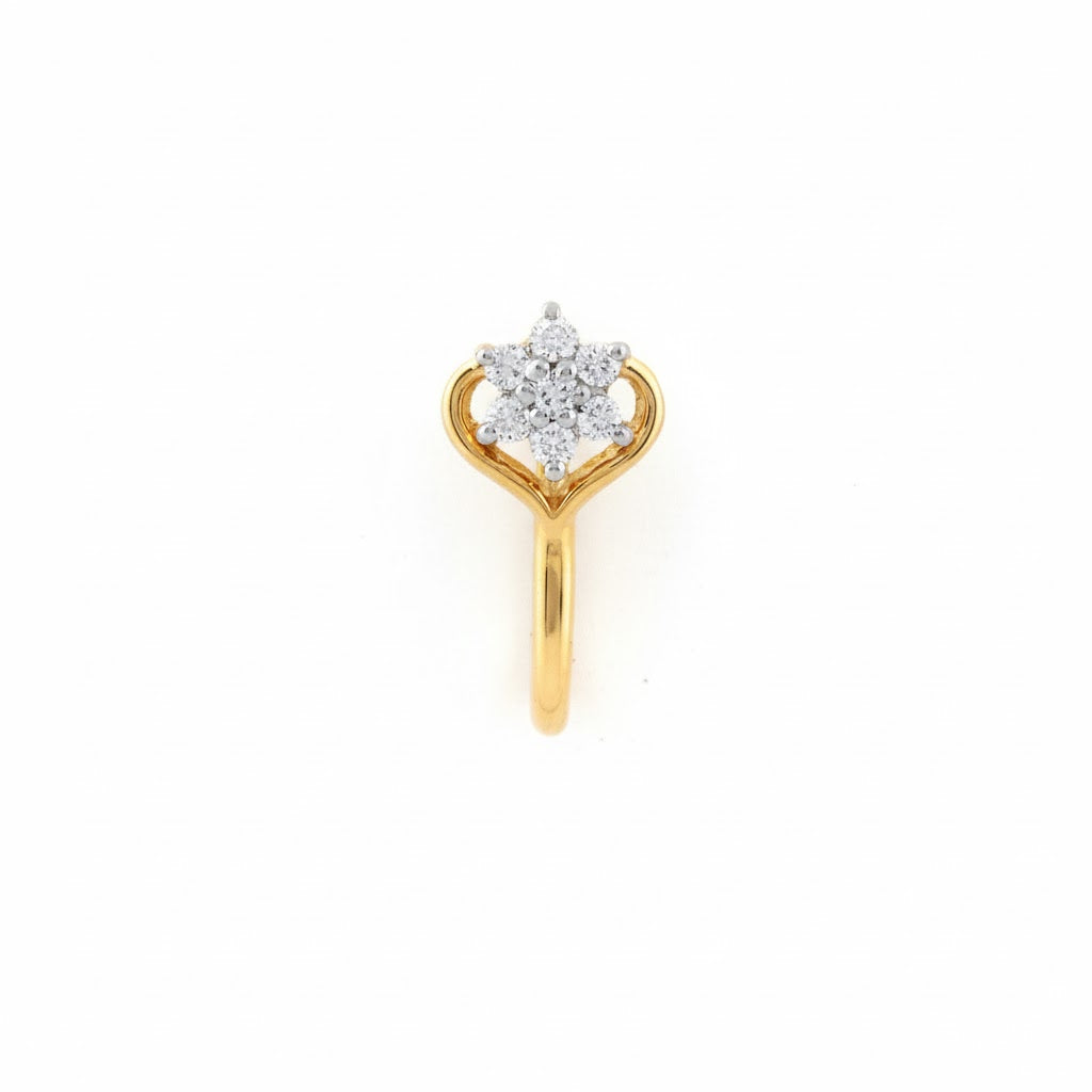 Delicate Heart Bloom Diamond Gold Nose Pin