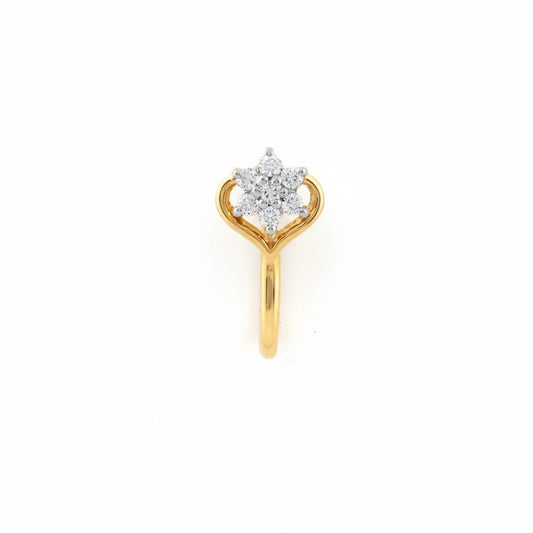 Delicate Heart Bloom Diamond Gold Nose Pin