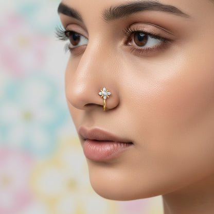 Radiant Star Blossom Diamond Gold Nose Pin
