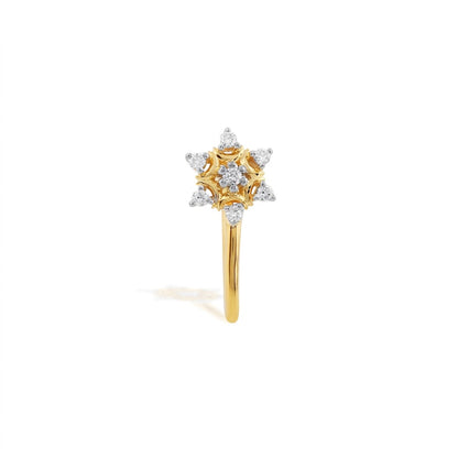 9K Star Floral Diamond Nose Pin