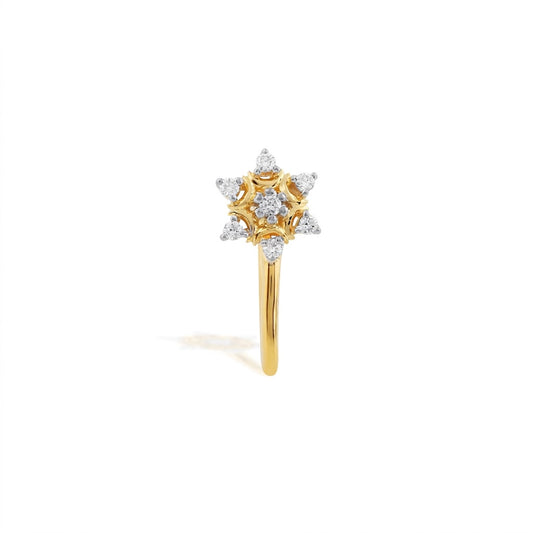 9K Star Floral Diamond Nose Pin