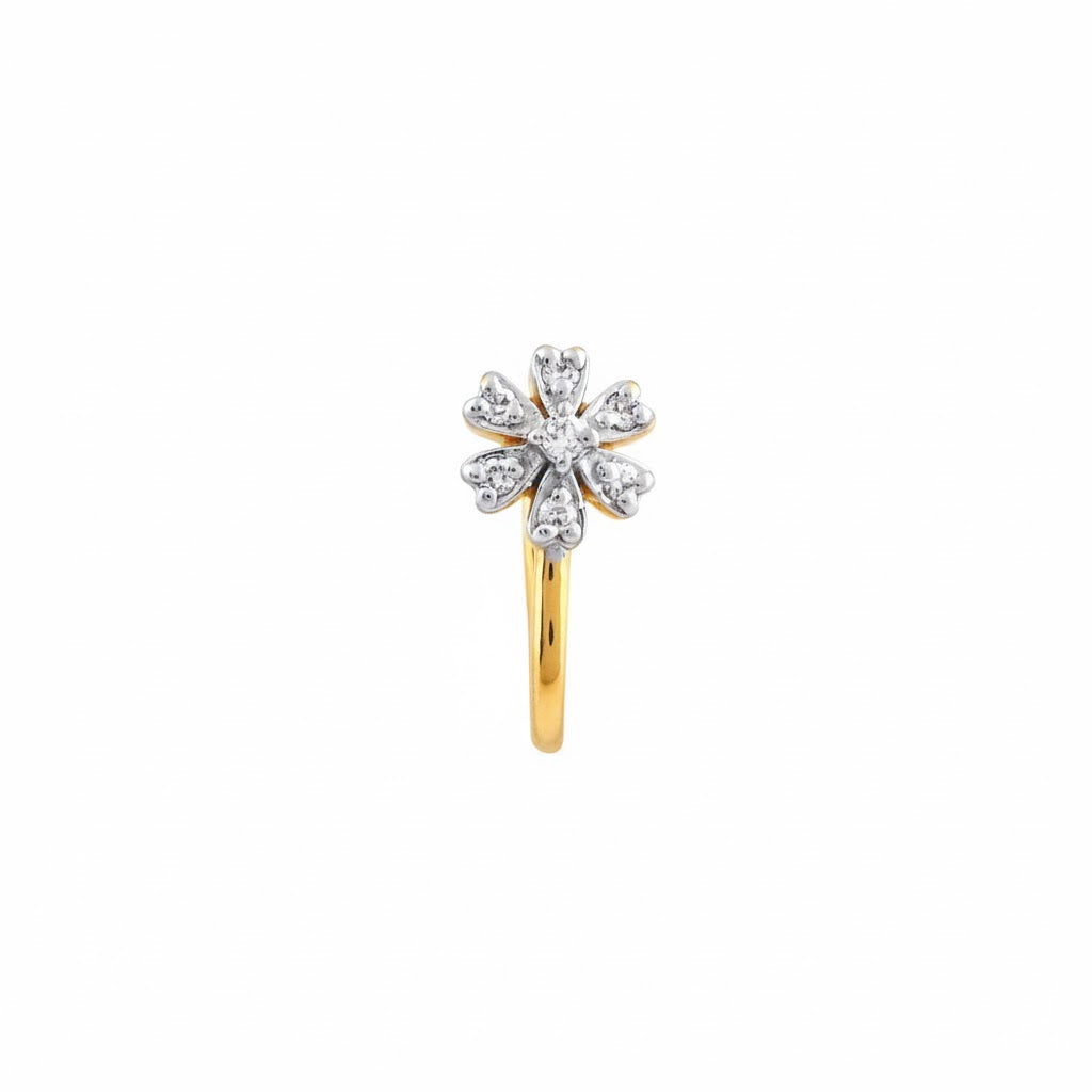 Charming Petal Bloom Diamond Gold Nose Pin