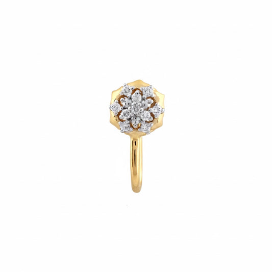 Brilliant Round Blossom Diamond Gold Nose Pin