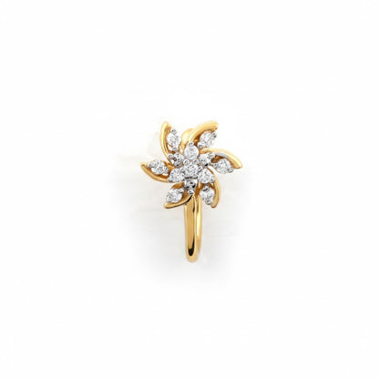 Graceful Twirl Blossom Spark Diamond Gold Nose Pin