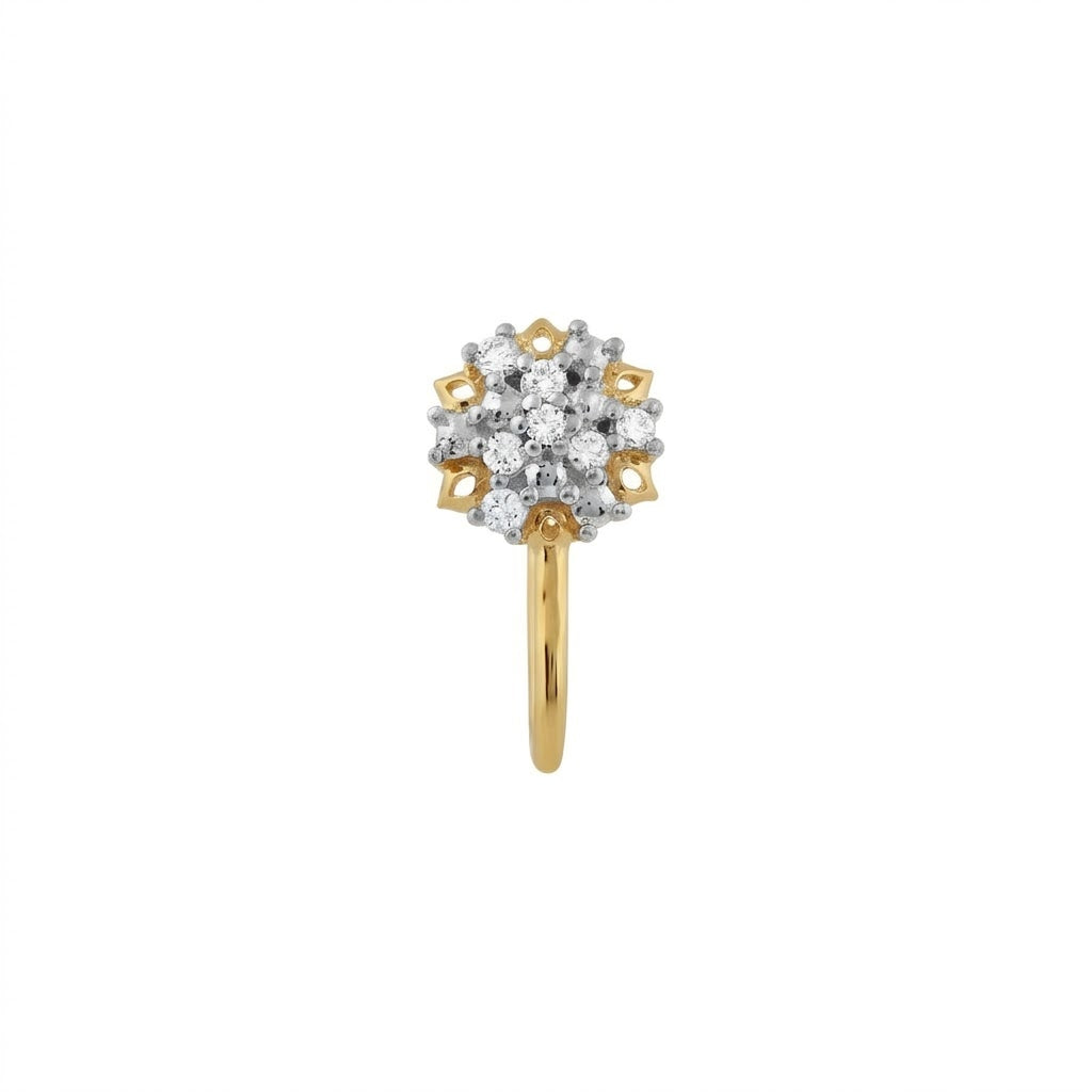 Radiant Bloom Pressing Type Diamond Nose Pin