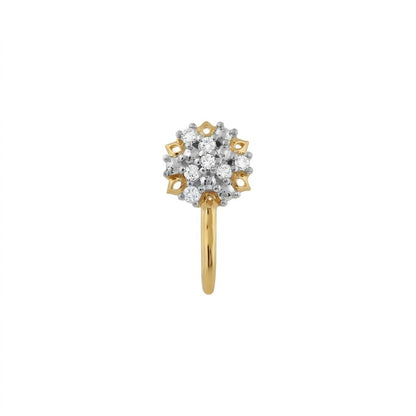 Radiant Bloom Pressing Type Diamond Nose Pin