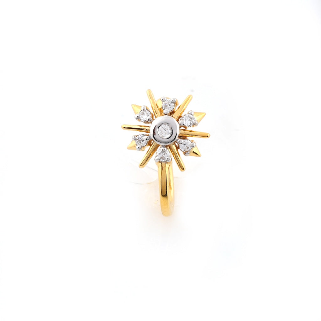 Radiant Sunburst Diamond Gold Nose Pin