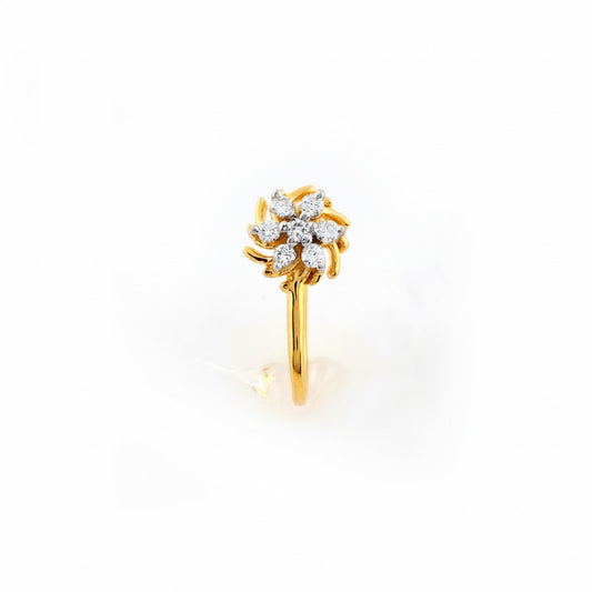 Swirl Flower Diamond Gold Nose Pin