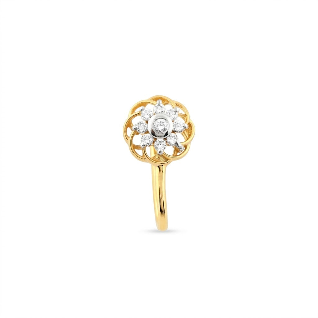 Classic Floral Glow Diamond Gold Nose Pin