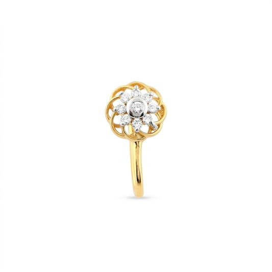 Classic Floral Glow Diamond Gold Nose Pin