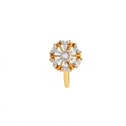 Radiant Sunburst Floral Spark Diamond Gold Nose Pin