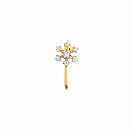 Classic Floral Cluster Diamond Gold Nose Pin