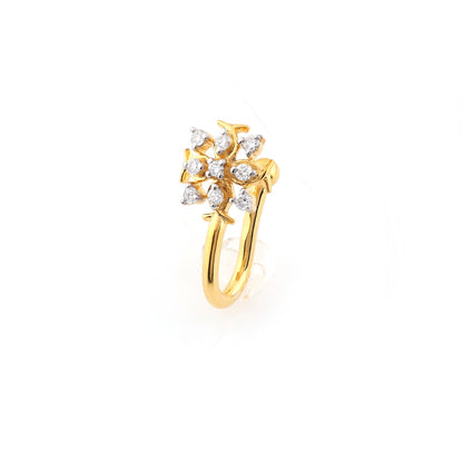 Sparkling Floral Cluster 9K Diamond Gold Nose Pin