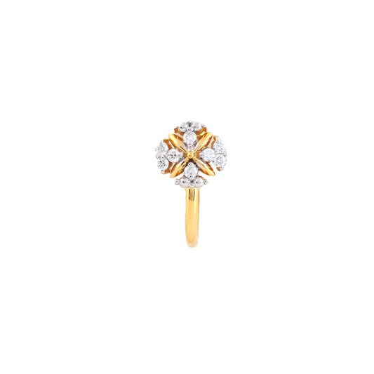 Elegant Four Petal Floral Diamond Gold Nose Pin