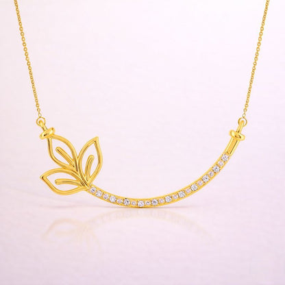 Graceful Leaf Curve Diamond Pendant