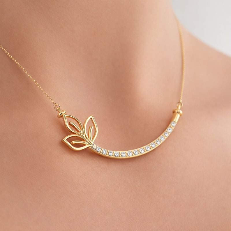 Graceful Leaf Curve Diamond Pendant