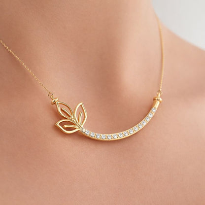 Graceful Leaf Curve Diamond Pendant