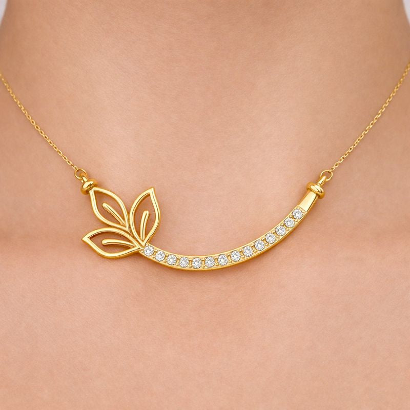Graceful Leaf Curve Diamond Pendant