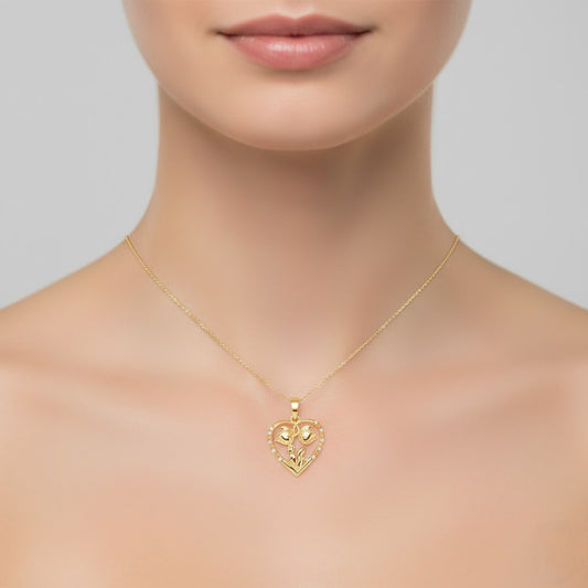 9K Love Couples Diamond Gold Pendant