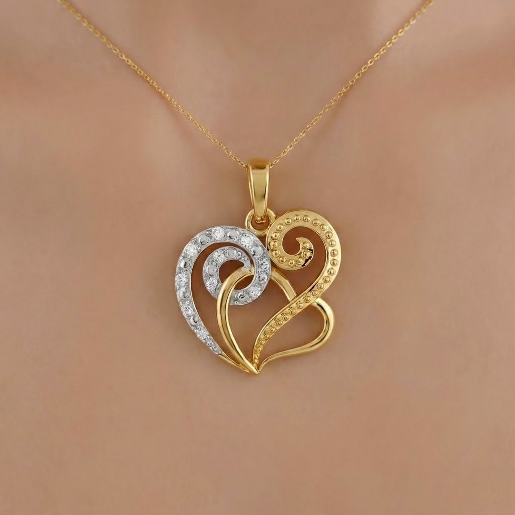 Artistic Swirl Heart Diamond Pendant