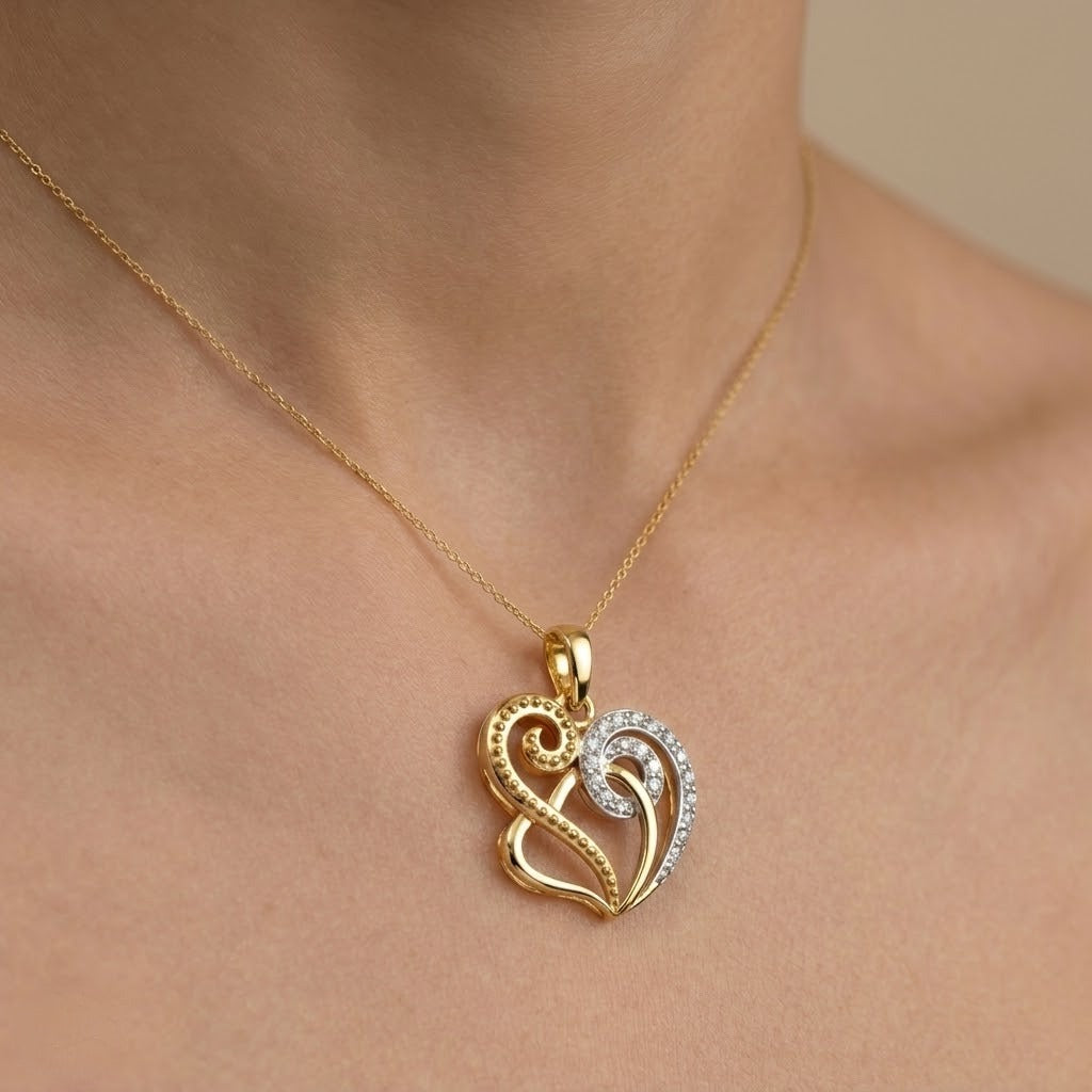 Artistic Swirl Heart Diamond Pendant