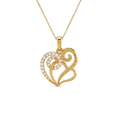 Artistic Swirl Heart Diamond Pendant