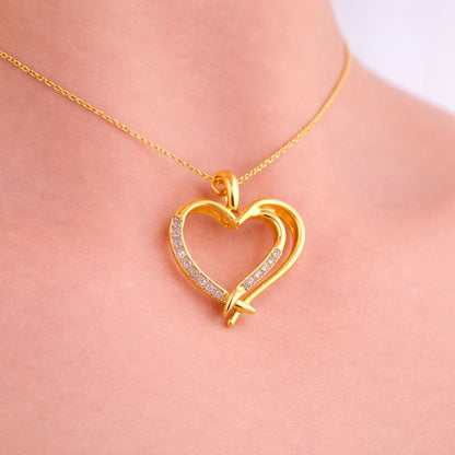 Open Embrace Double Heart Diamond Pendant