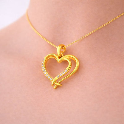 Open Embrace Double Heart Diamond Pendant