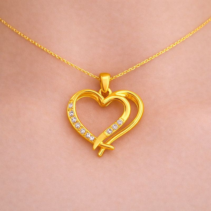 Open Embrace Double Heart Diamond Pendant