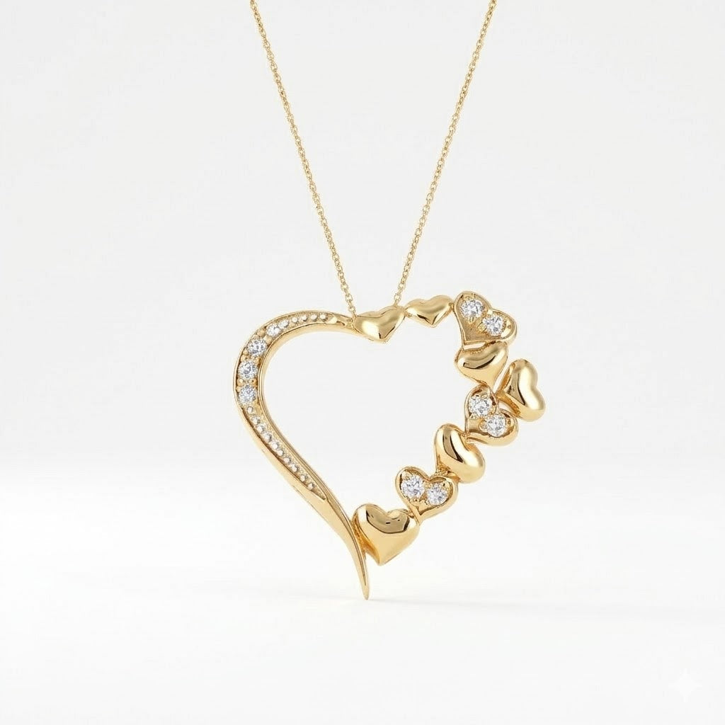 Cascade of Hearts Diamond Pendant