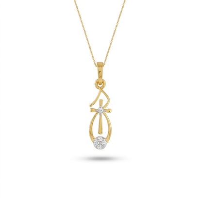 Floral Drop Design Diamond Gold Pendant