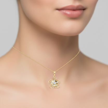 Floral Inner Bust Diamond Gold Pendant