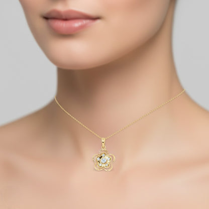 Floral Inner Bust Diamond Gold Pendant