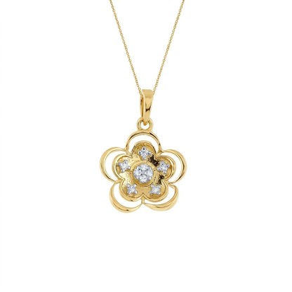 Floral Inner Bust Diamond Gold Pendant