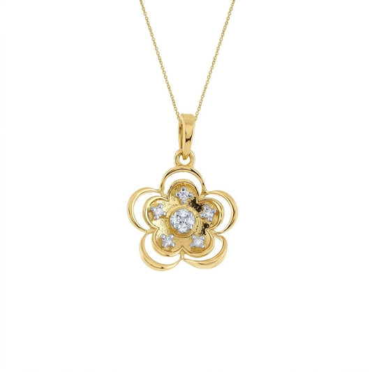 Floral Inner Bust Diamond Gold Pendant