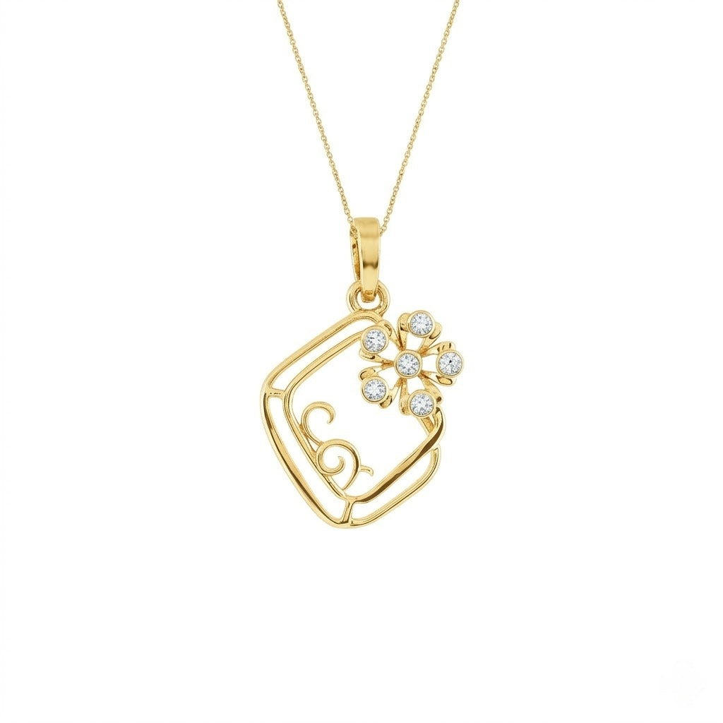 Floral Frame Diamond Pendant