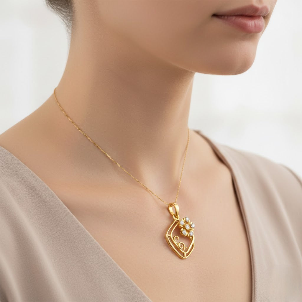 Floral Frame Diamond Pendant