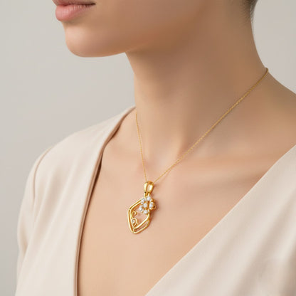 Floral Frame Diamond Pendant