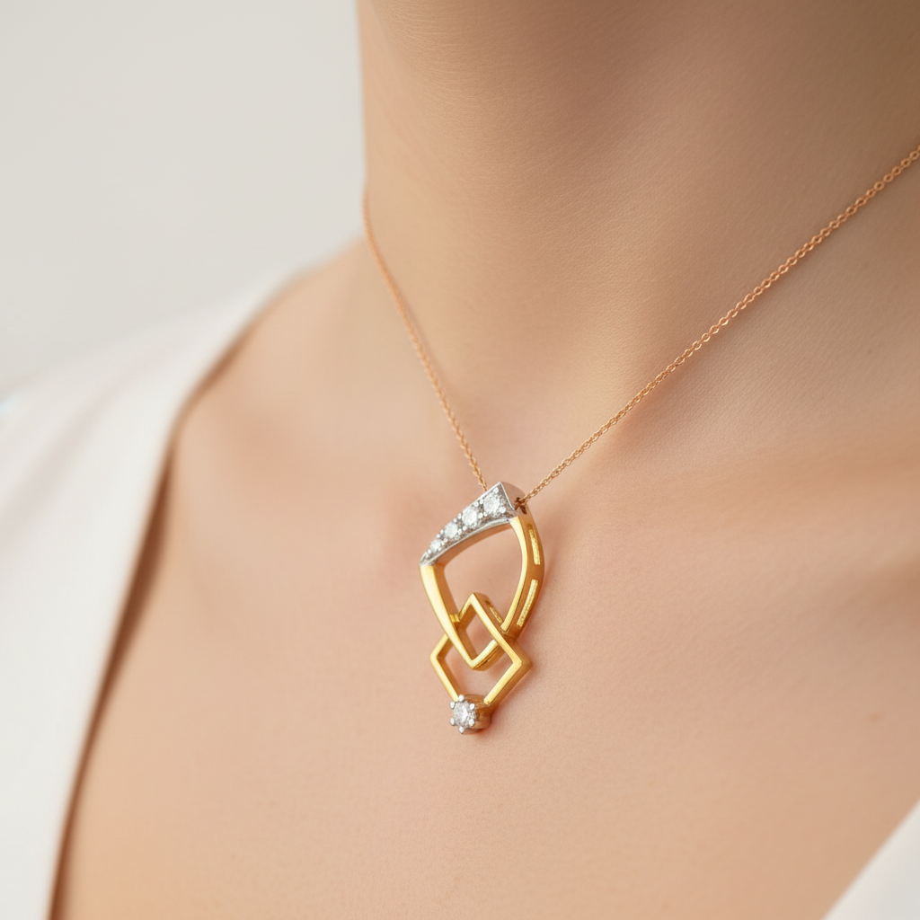 Interlocked Geometry Diamond Pendant