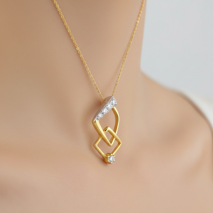 Interlocked Geometry Diamond Pendant