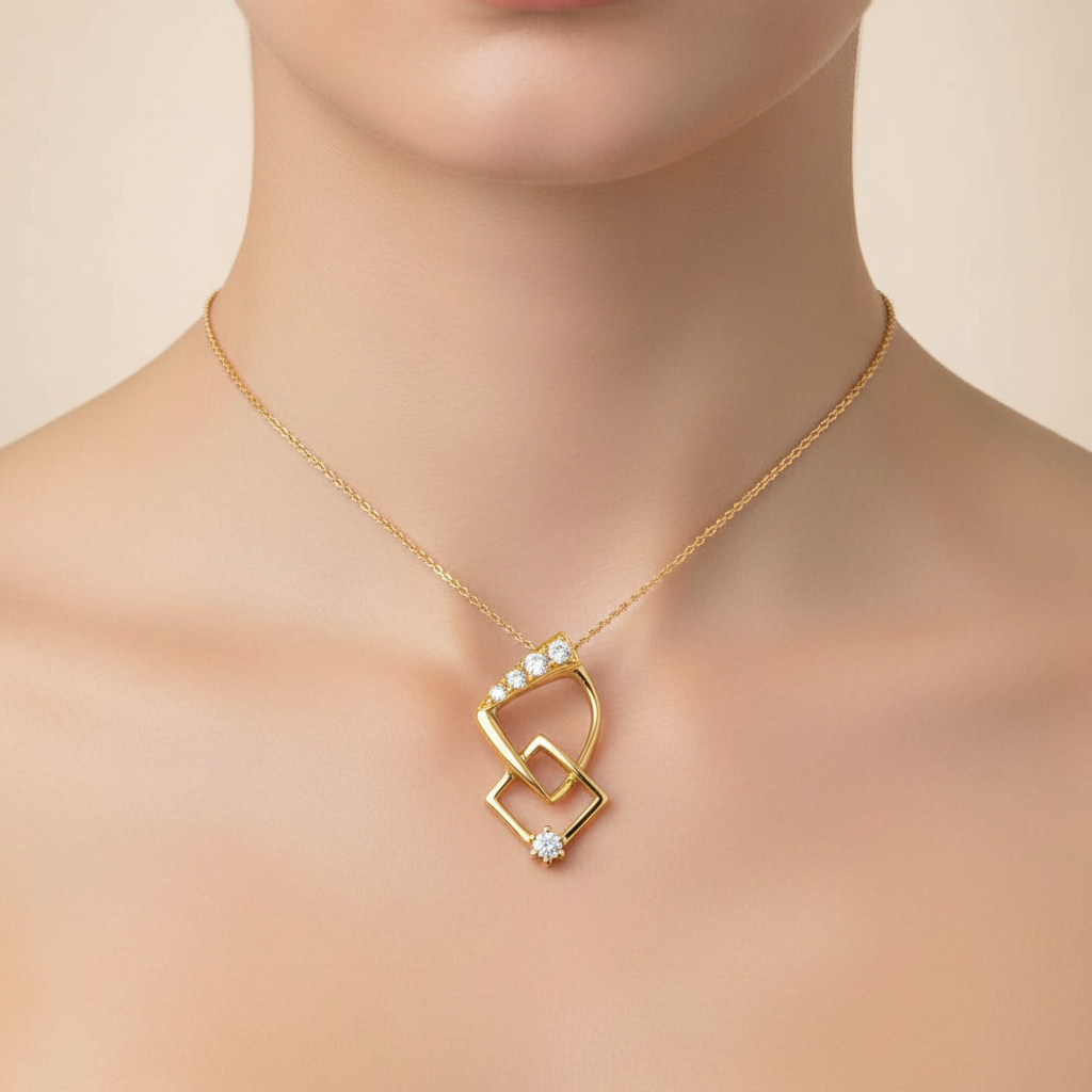 Interlocked Geometry Diamond Pendant