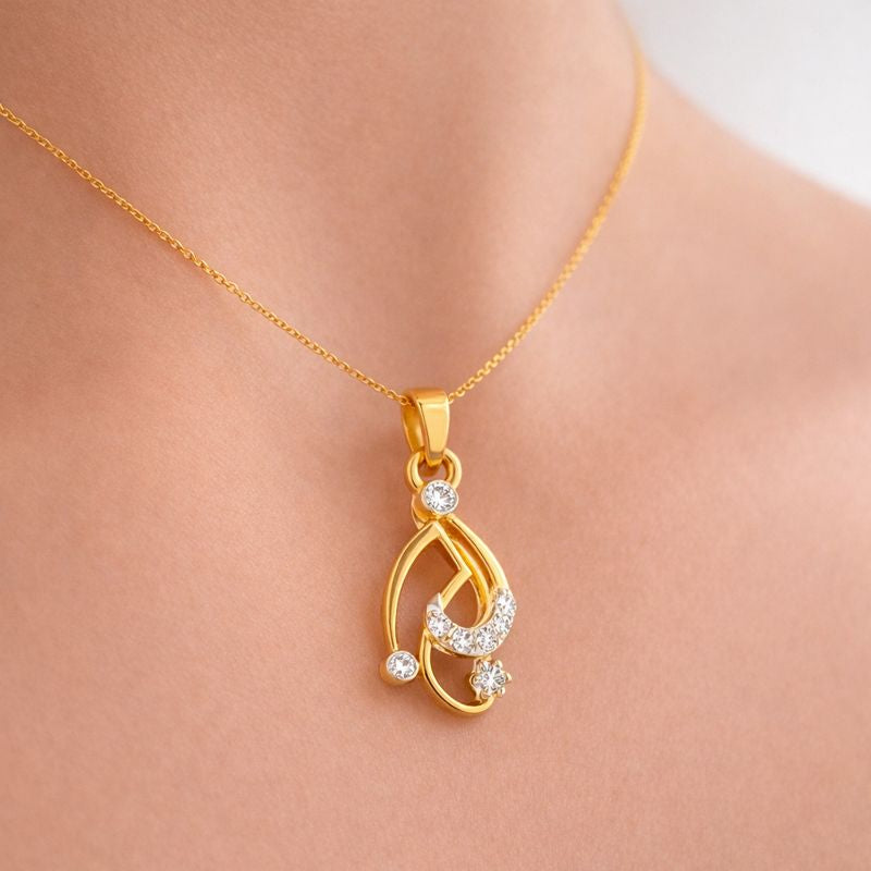 Flowing Grace Diamond Pendant in 9 Karat Gold