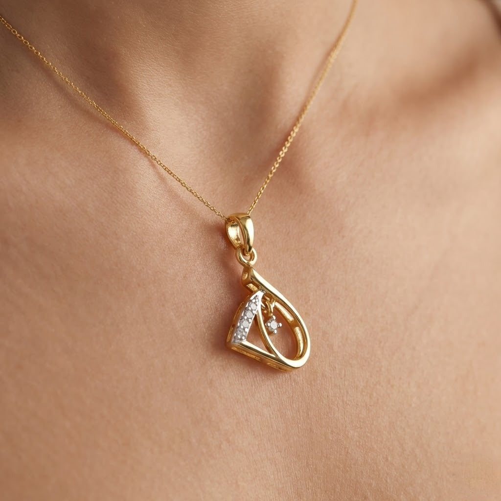 Flowing Triangle Heart Diamond Pendant