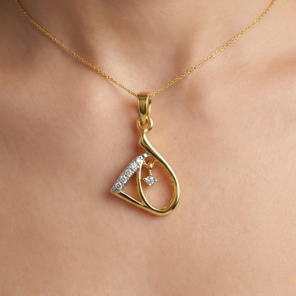 Flowing Triangle Heart Diamond Pendant